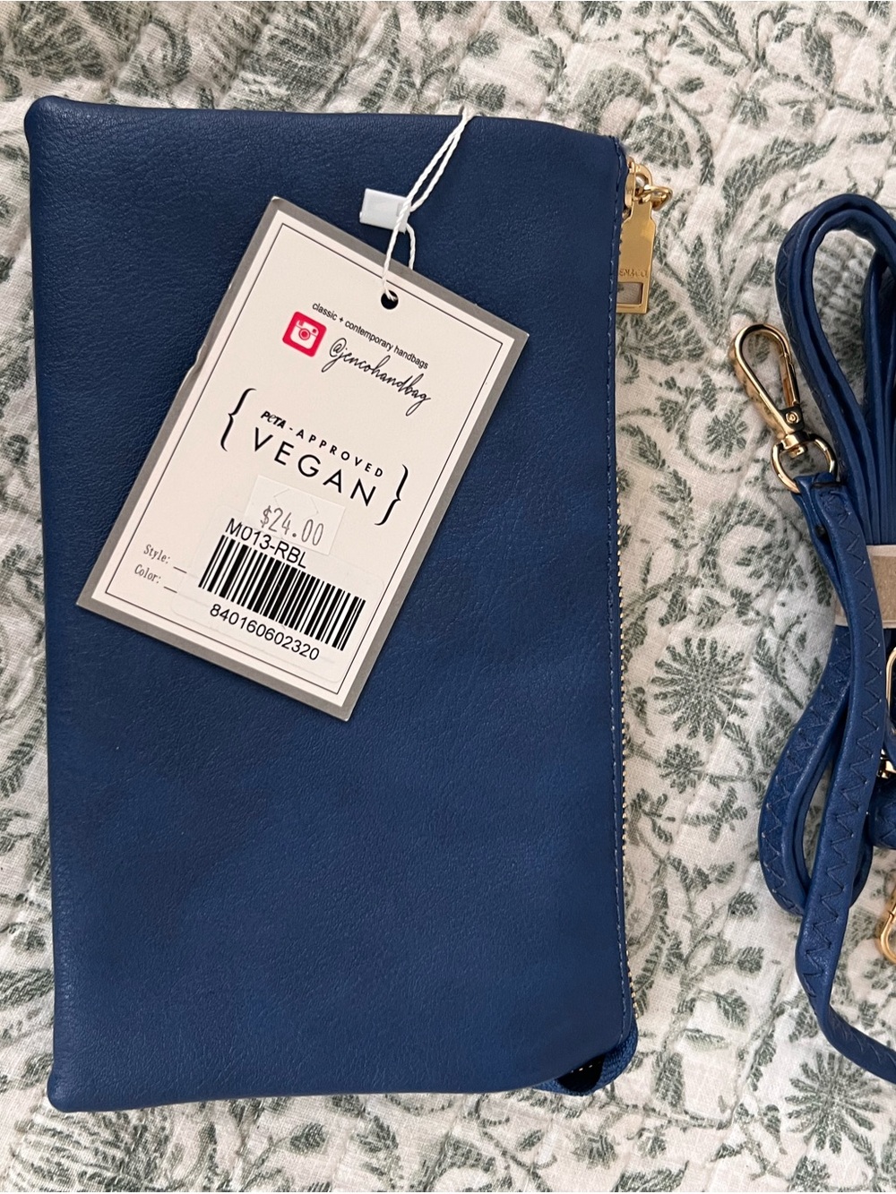 Jen & Co Vegan Blue Riley Convertible Crossbody Wristlet NWT